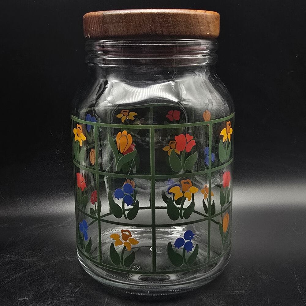 Anchor Hocking Floral Glass Jar Nina Vintage Kitchen Storage